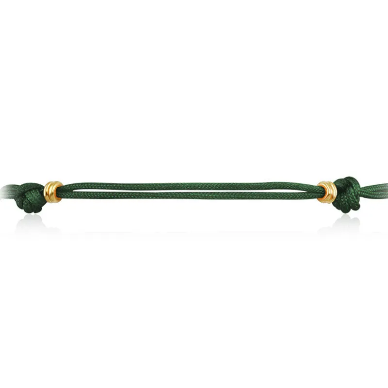 18k Gold Dark Green Tassel Bracelet with Gold Beads