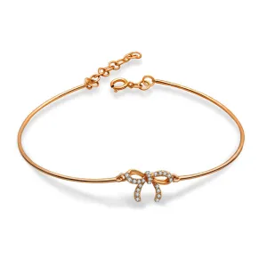 18k Gold Diamond Ribbon Bow Bangle