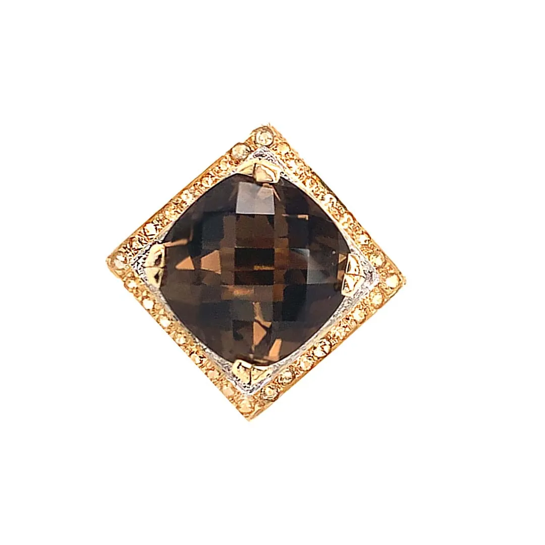 18K Gold Statement Smoky Quartz Geometric Ring
