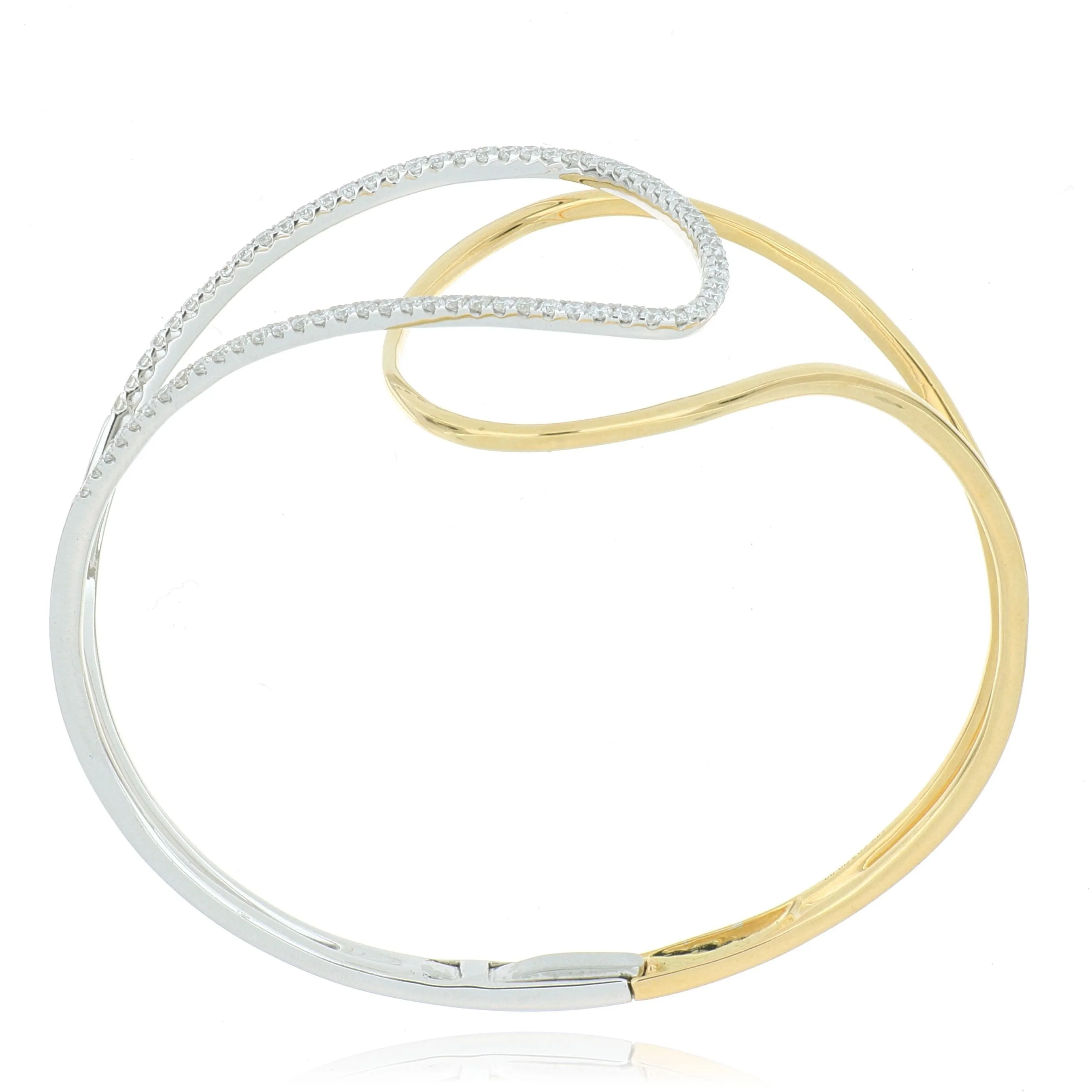 18k Two-Tone Diamond Hinged Bracelet