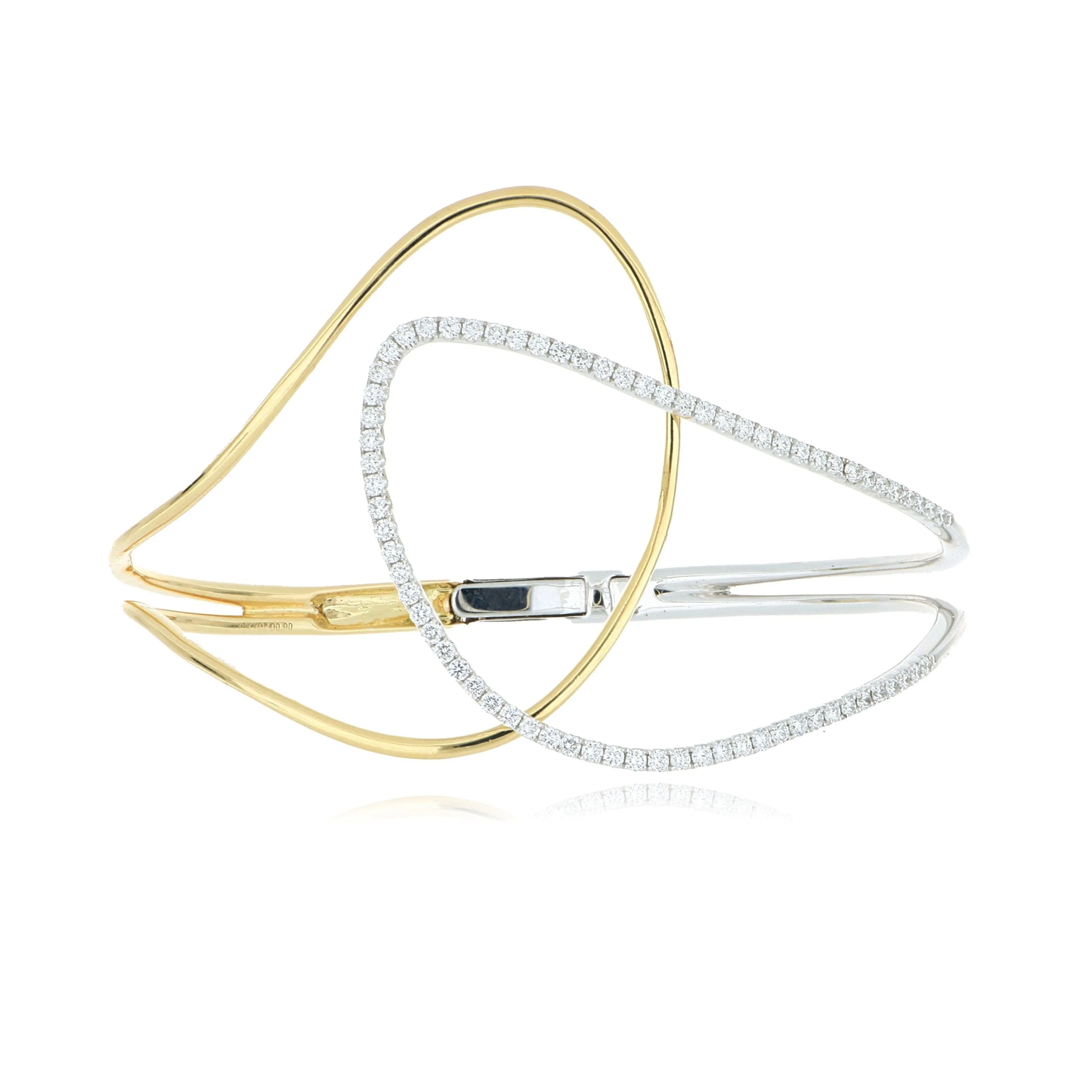 18k Two-Tone Diamond Hinged Bracelet