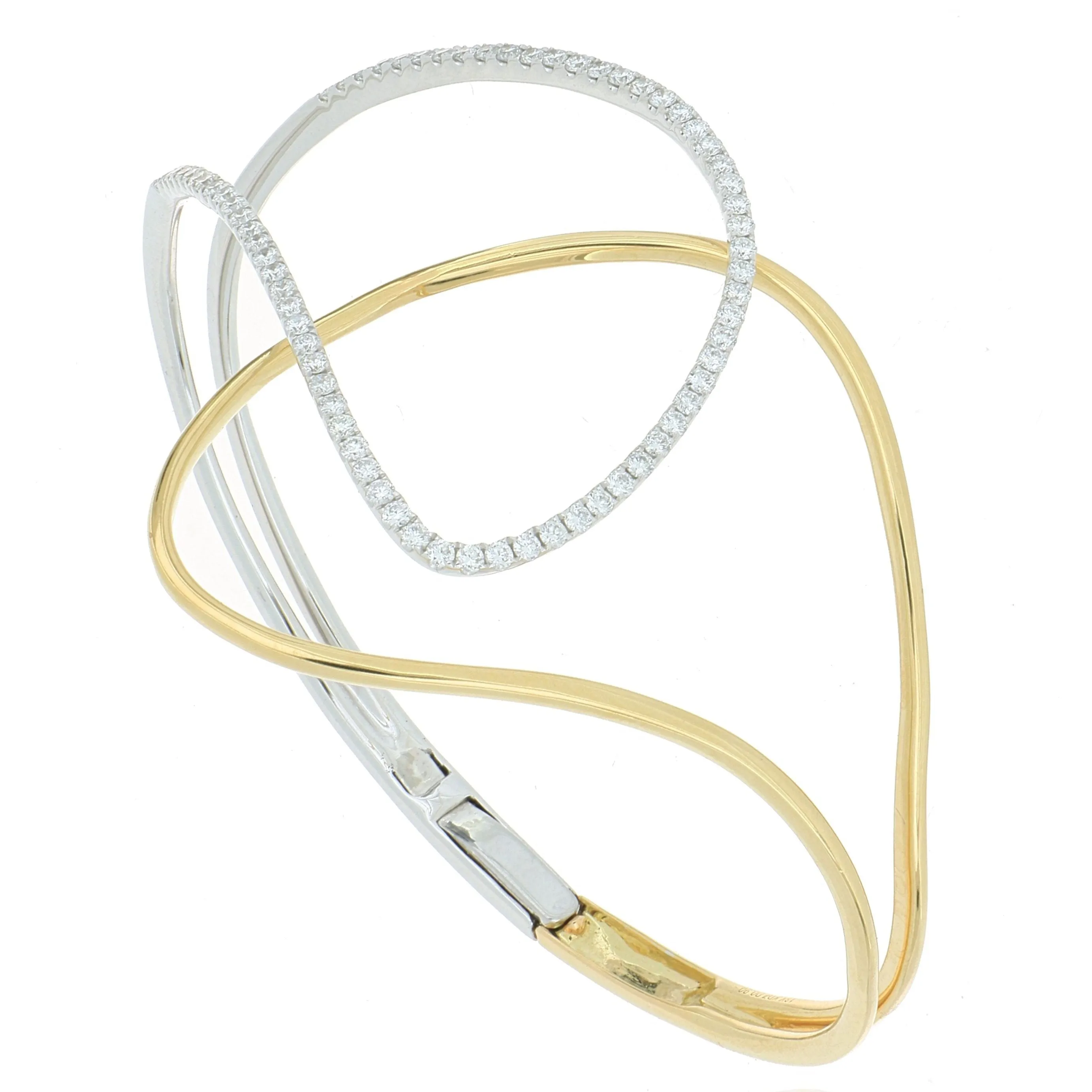 18k Two-Tone Diamond Hinged Bracelet