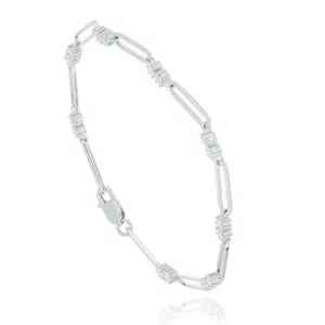 18k White Gold Paperclip Diamond Bracelet