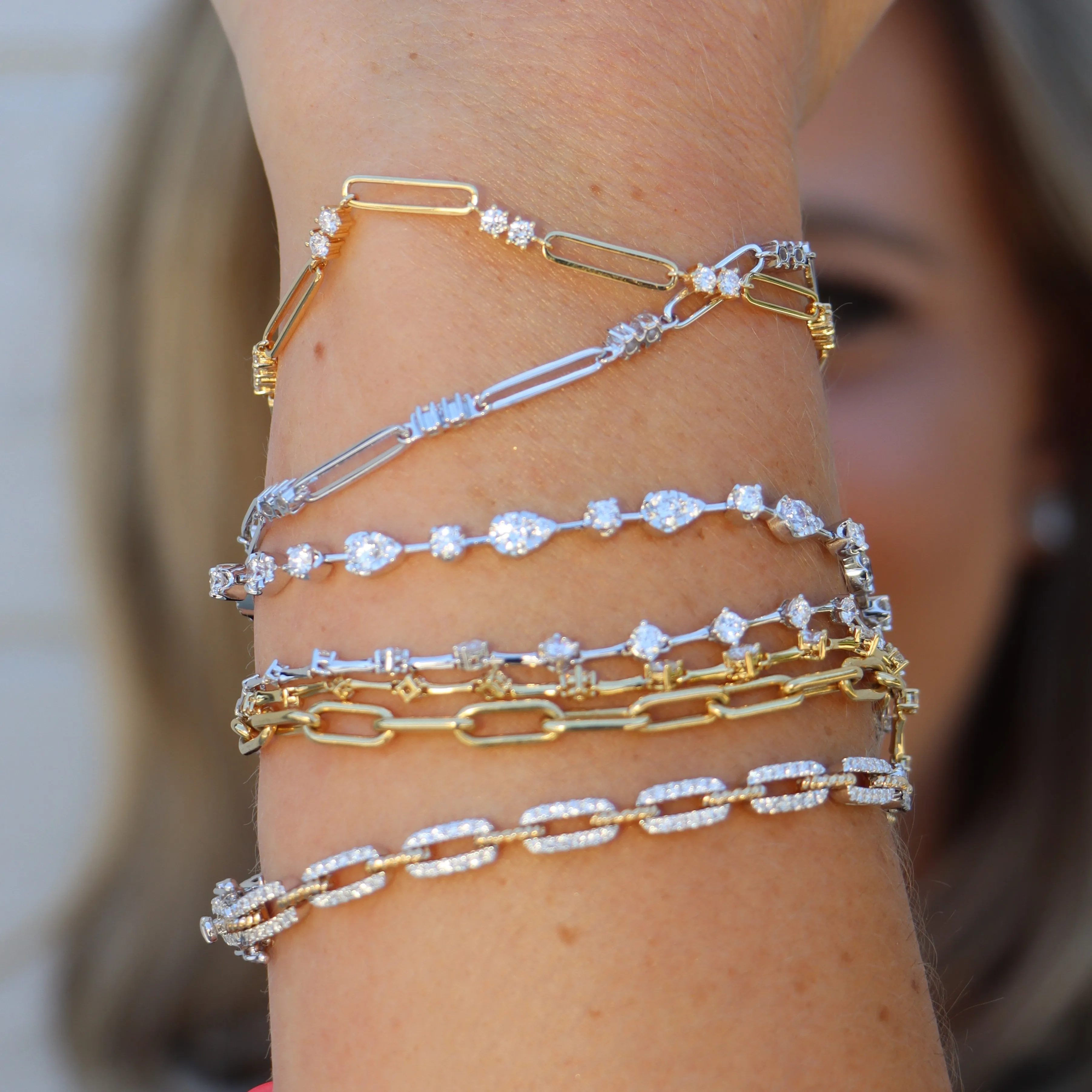18k White Gold Paperclip Diamond Bracelet