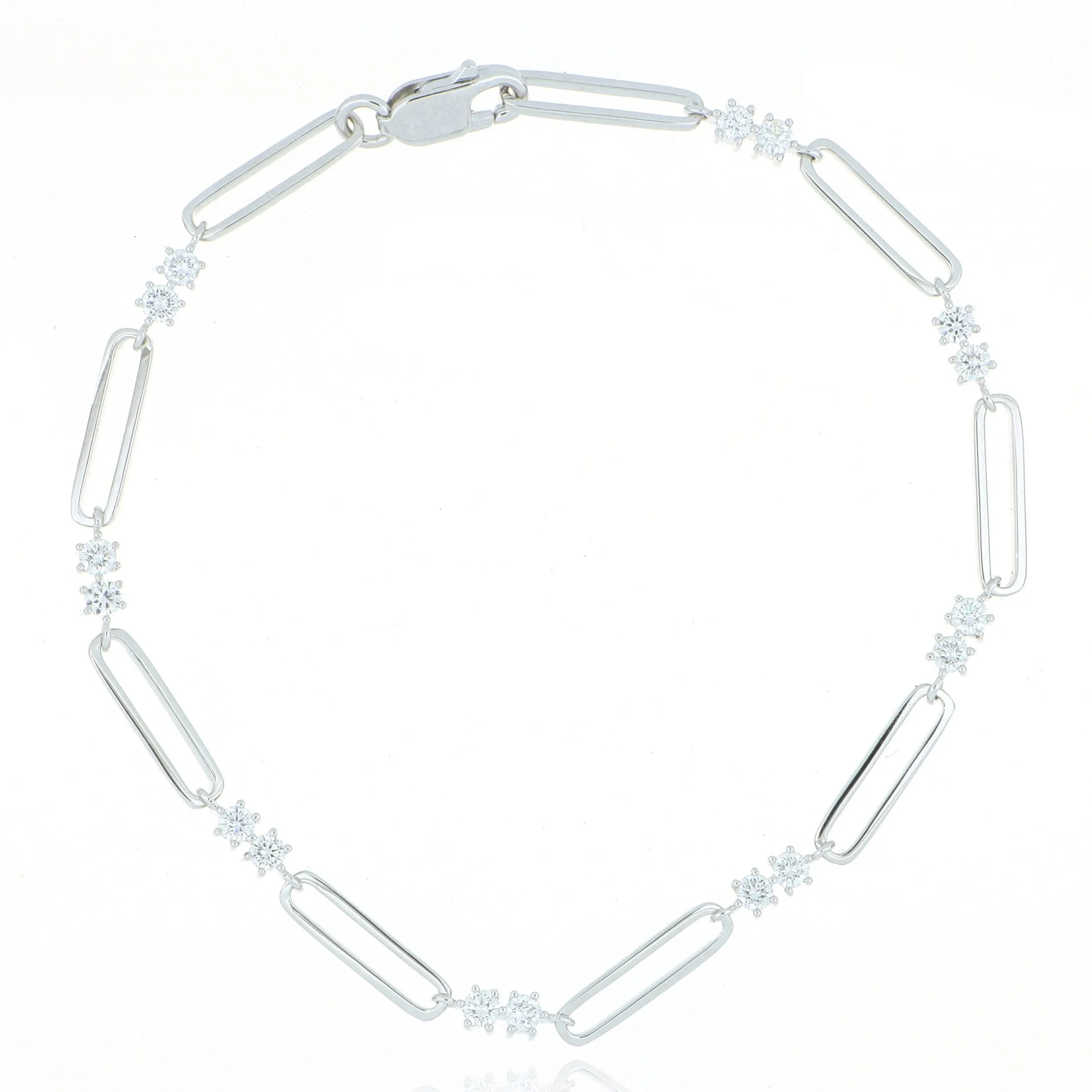 18k White Gold Paperclip Diamond Bracelet