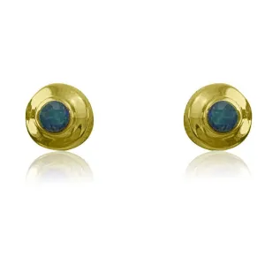 18kt Yellow Gold Opal inlay studs