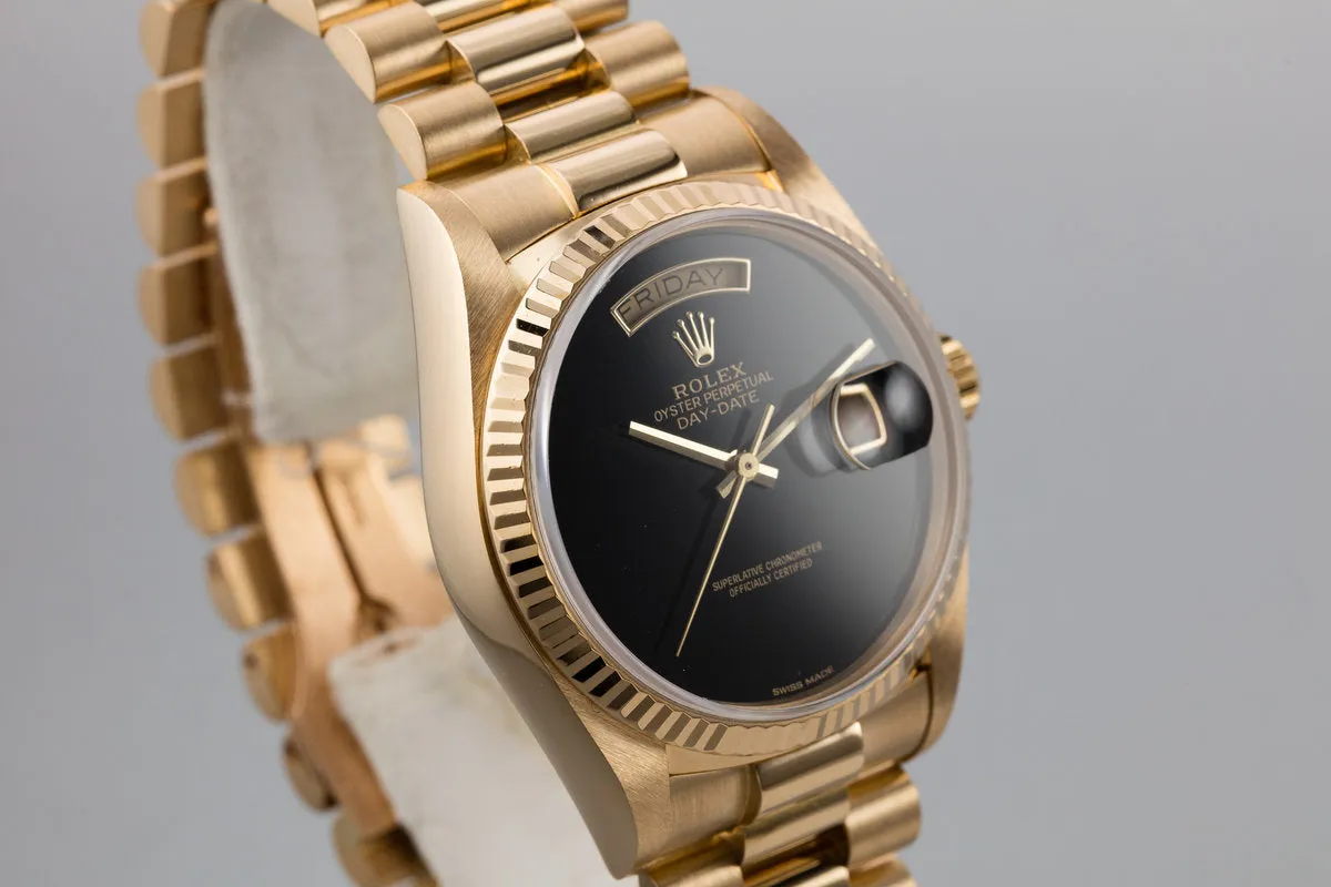 1986 Rolex 18K YG Day-Date Onyx Dial