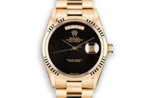 1986 Rolex 18K YG Day-Date Onyx Dial