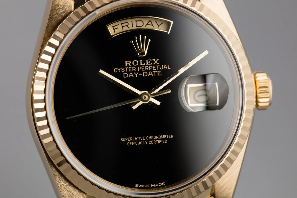 1986 Rolex 18K YG Day-Date Onyx Dial