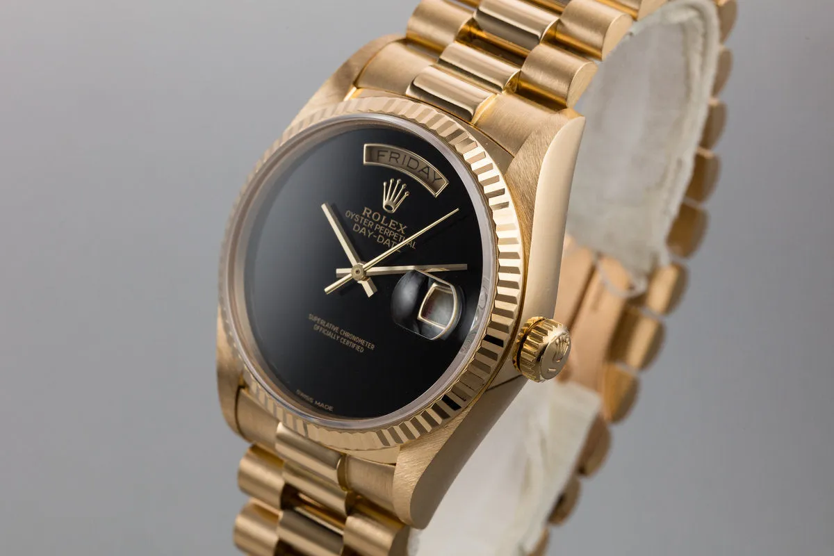 1986 Rolex 18K YG Day-Date Onyx Dial