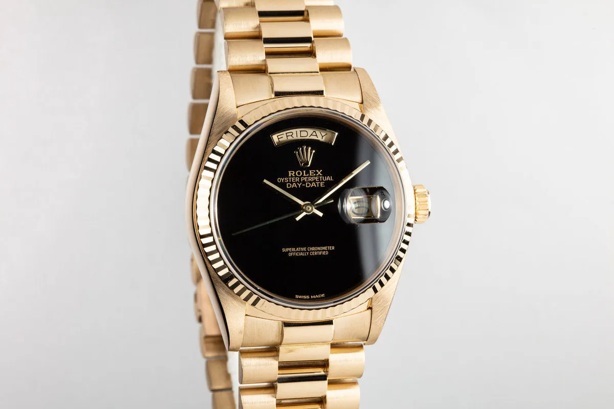 1986 Rolex 18K YG Day-Date Onyx Dial