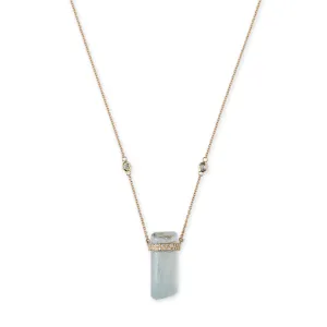 2 ROW PAVE AQUAMARINE CRYSTAL NECKLACE