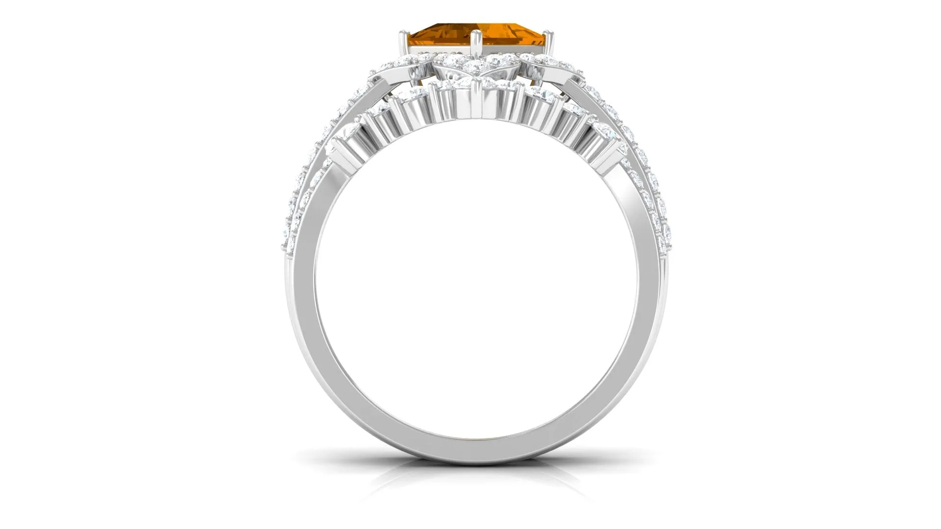2.25 CT Citrine and Moissanite Statement Wedding Ring Set
