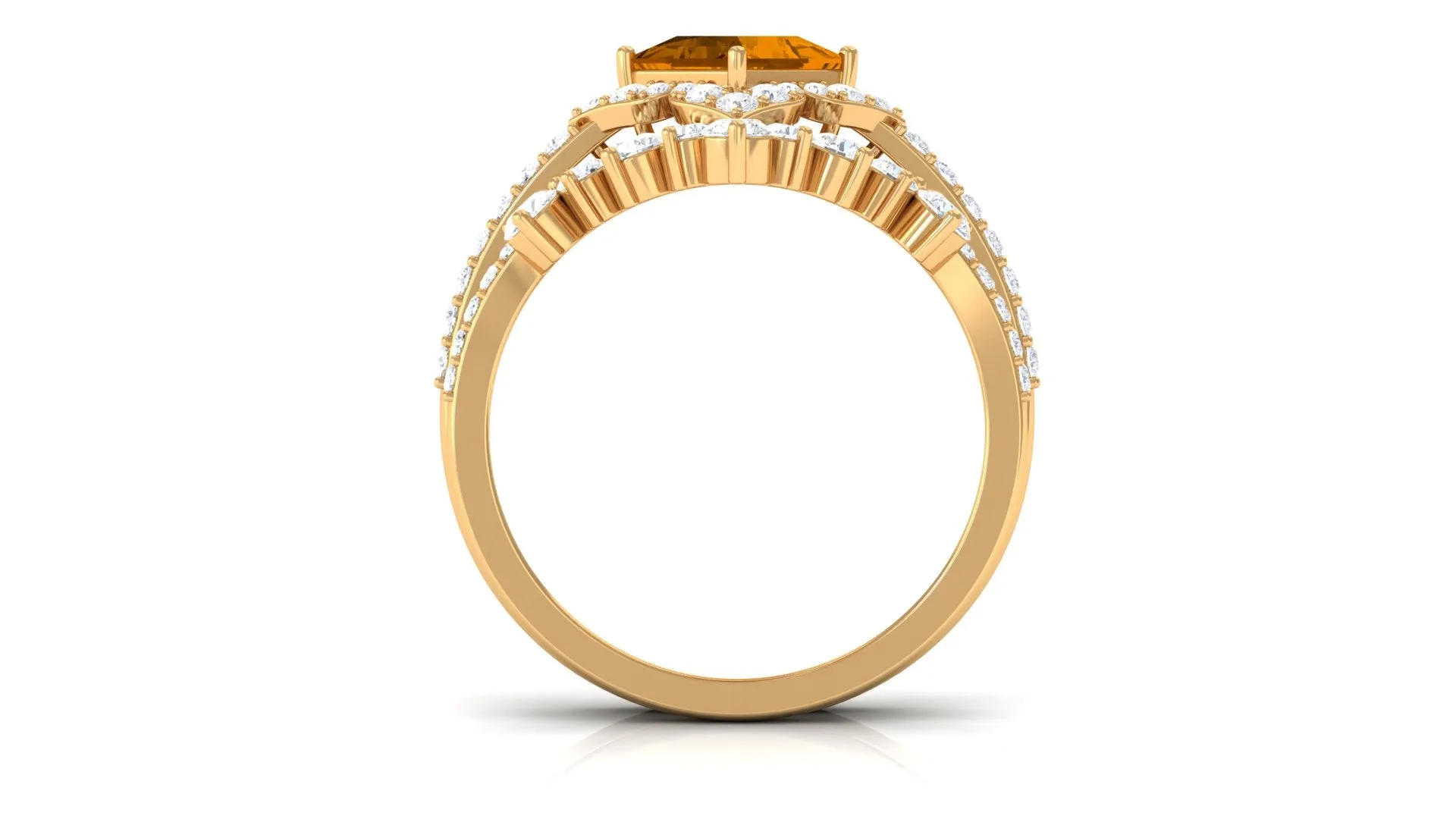 2.25 CT Citrine and Moissanite Statement Wedding Ring Set