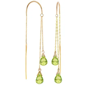 2.5 Carat 14K Solid Yellow Gold Threaded Dangles Earrings Peridot