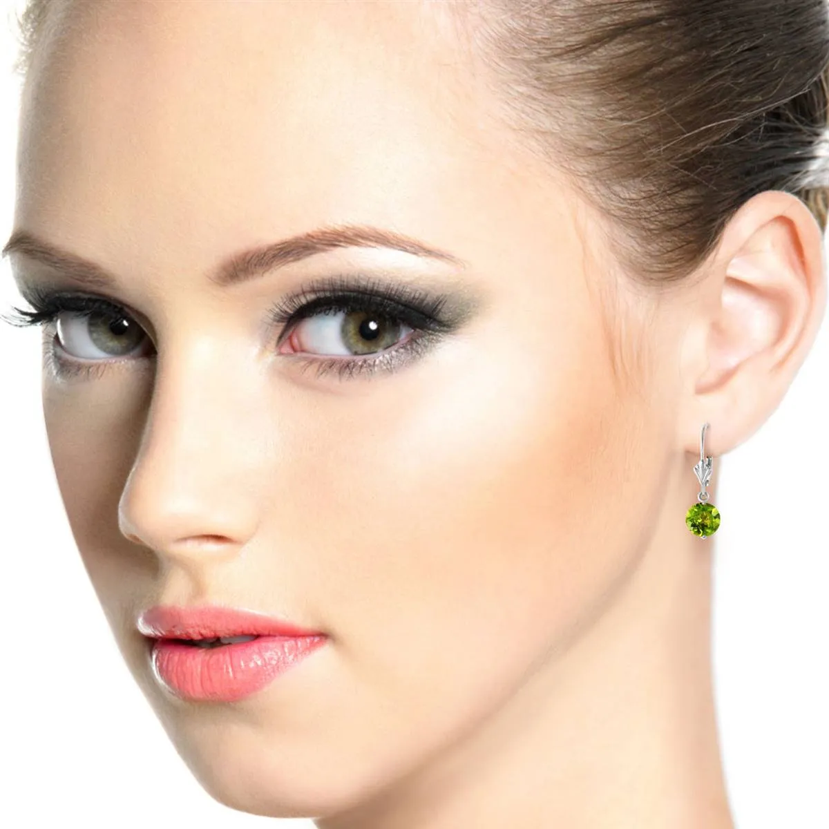 3.1 Carat 14K Solid White Gold In You I Trust Peridot Earrings