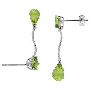 4.3 Carat 14K Solid White Gold Danglings Earrings Natural Peridot