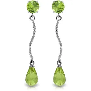 4.3 Carat 14K Solid White Gold Danglings Earrings Natural Peridot