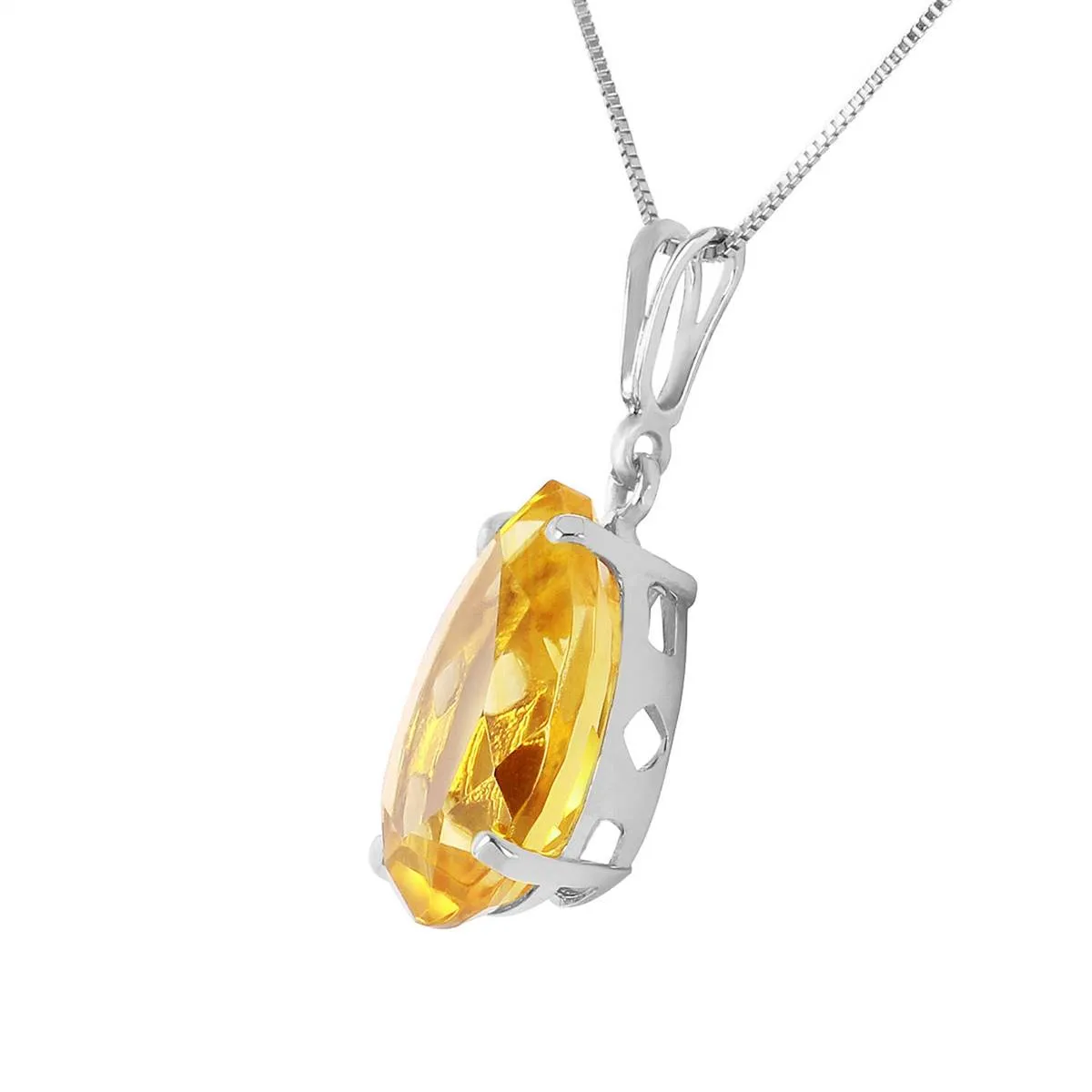 5 Carat 14K Solid White Gold Good News Citrine Necklace