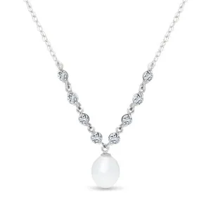 5 Carat 14K Solid White Gold Necklace Natural Aquamarine Pearl