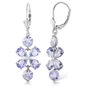 5.32 Carat 14K Solid White Gold Daylight Again Tanzanite Earrings
