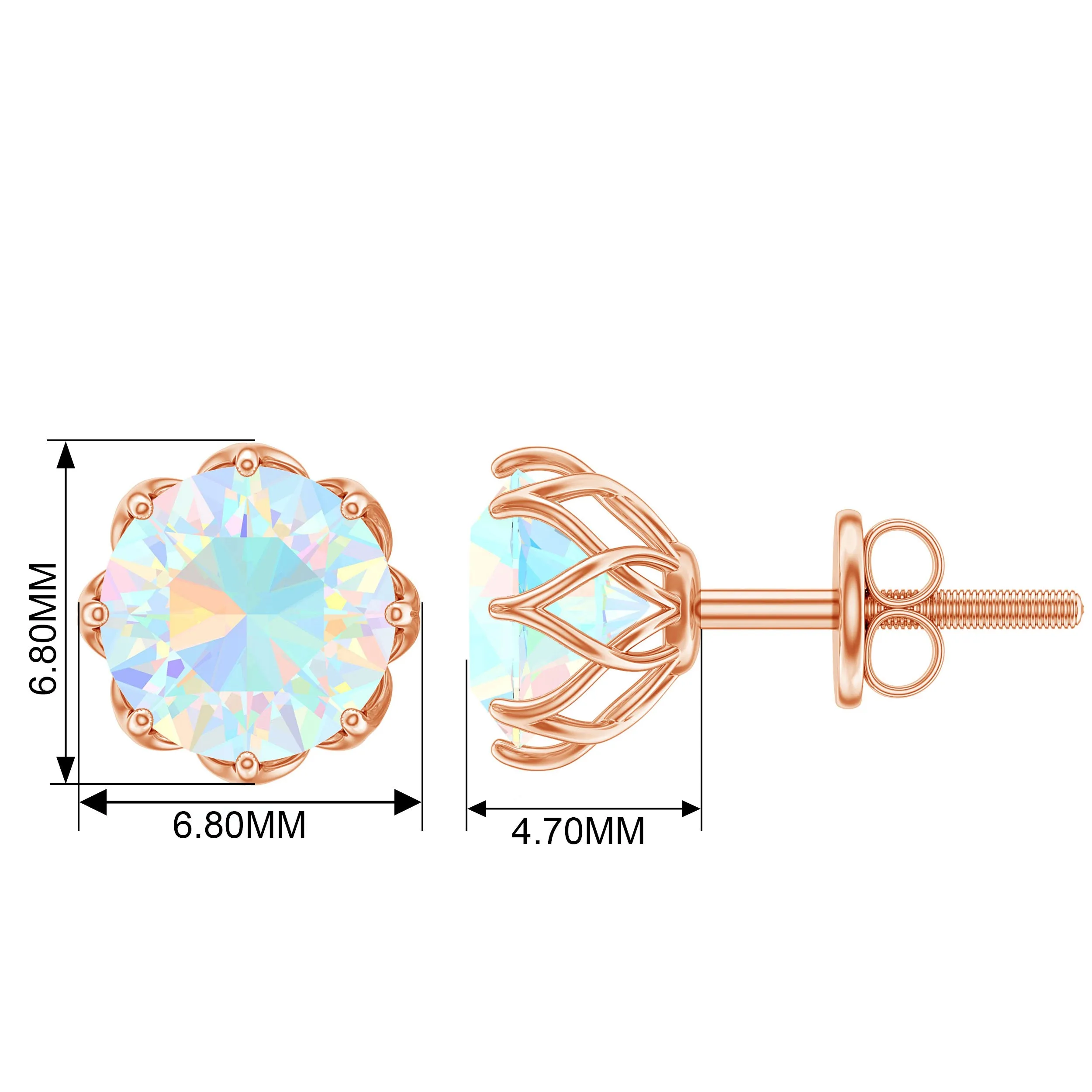6 MM Decorative Ethiopian Opal Solitaire Stud Earrings