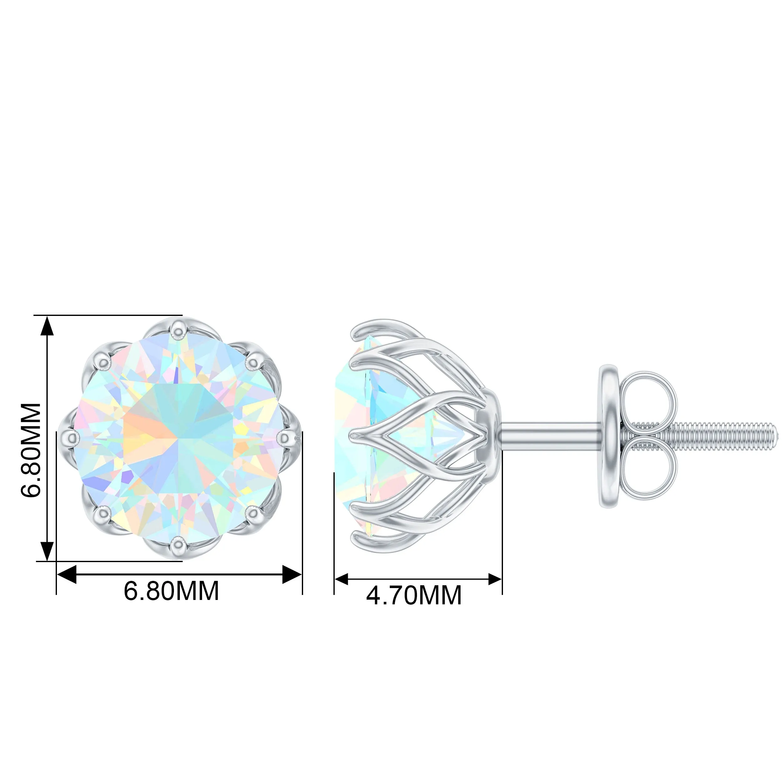 6 MM Decorative Ethiopian Opal Solitaire Stud Earrings
