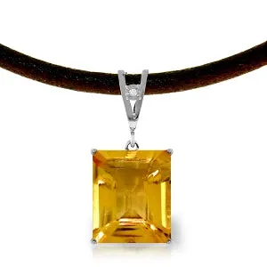 6.51 Carat 14K Solid White Gold Alert Heart Citrine Diamond Necklace