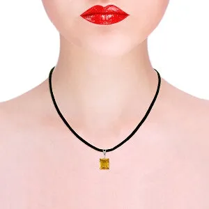6.51 Carat 14K Solid White Gold Alert Heart Citrine Diamond Necklace