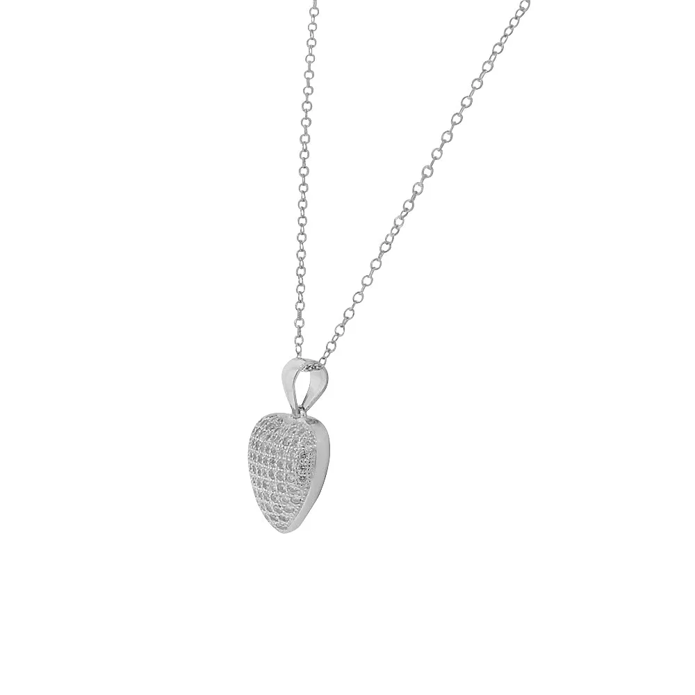 925 Sterling Silver White Clear CZ Love Heart Chandelier Dangle Earrings Pendant Necklace Set