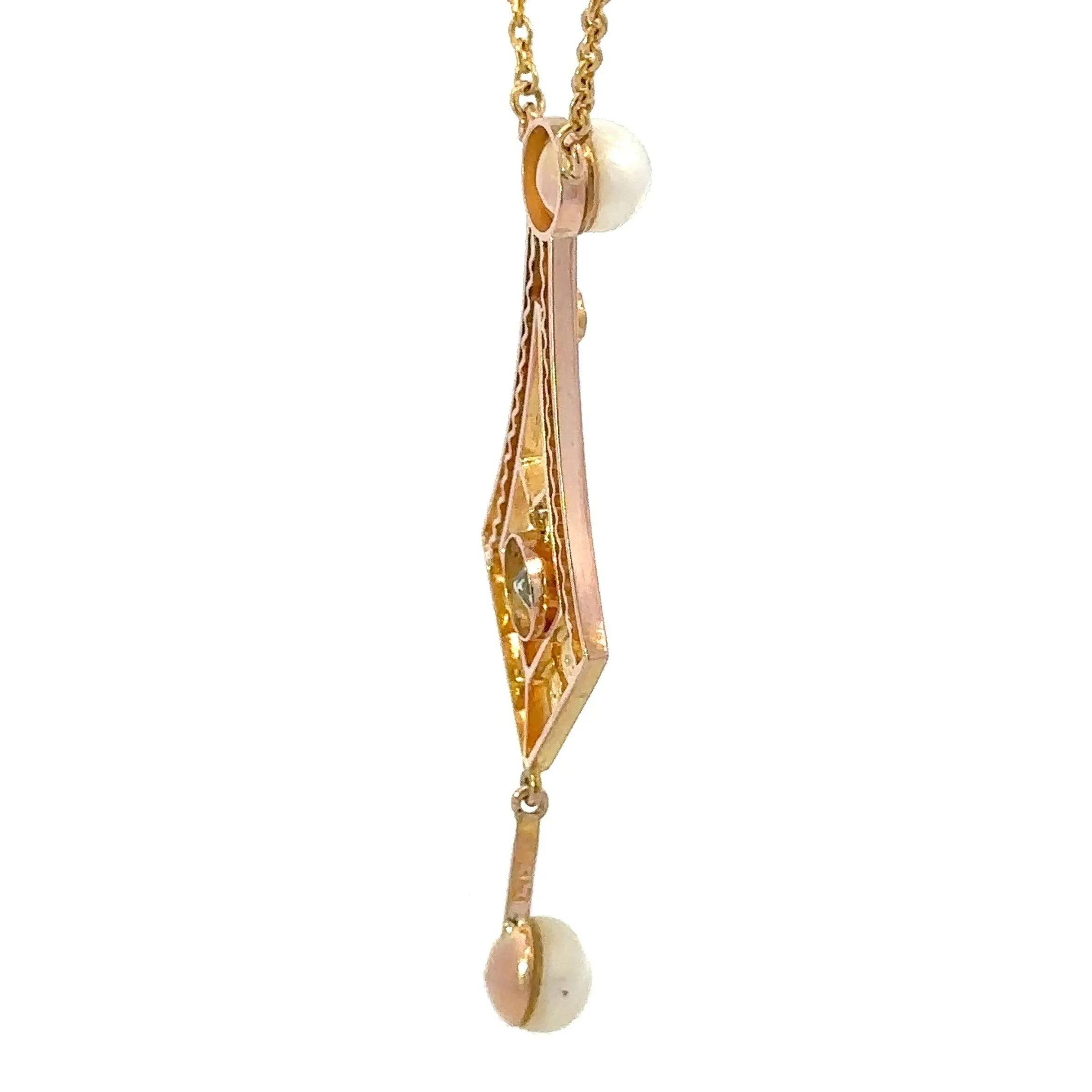 9ct Yellow Gold Aquamarine and Pearl Necklace