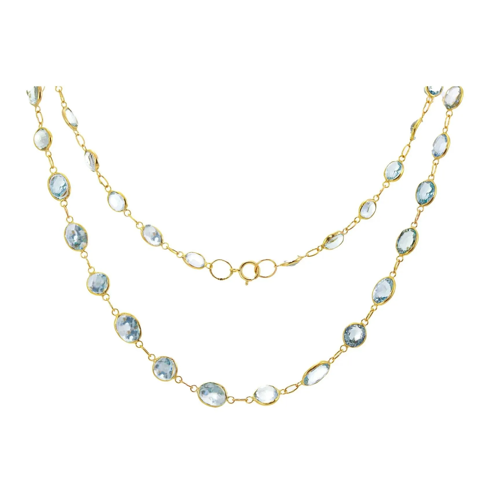 9ct Yellow Gold Aquamarine Necklace
