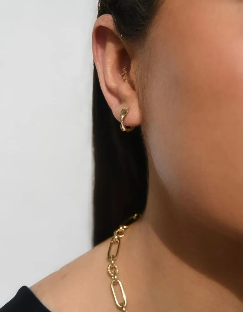 9ct Yellow Gold X Twist Hoop Earrings