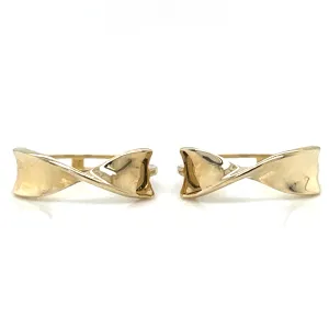 9ct Yellow Gold X Twist Hoop Earrings