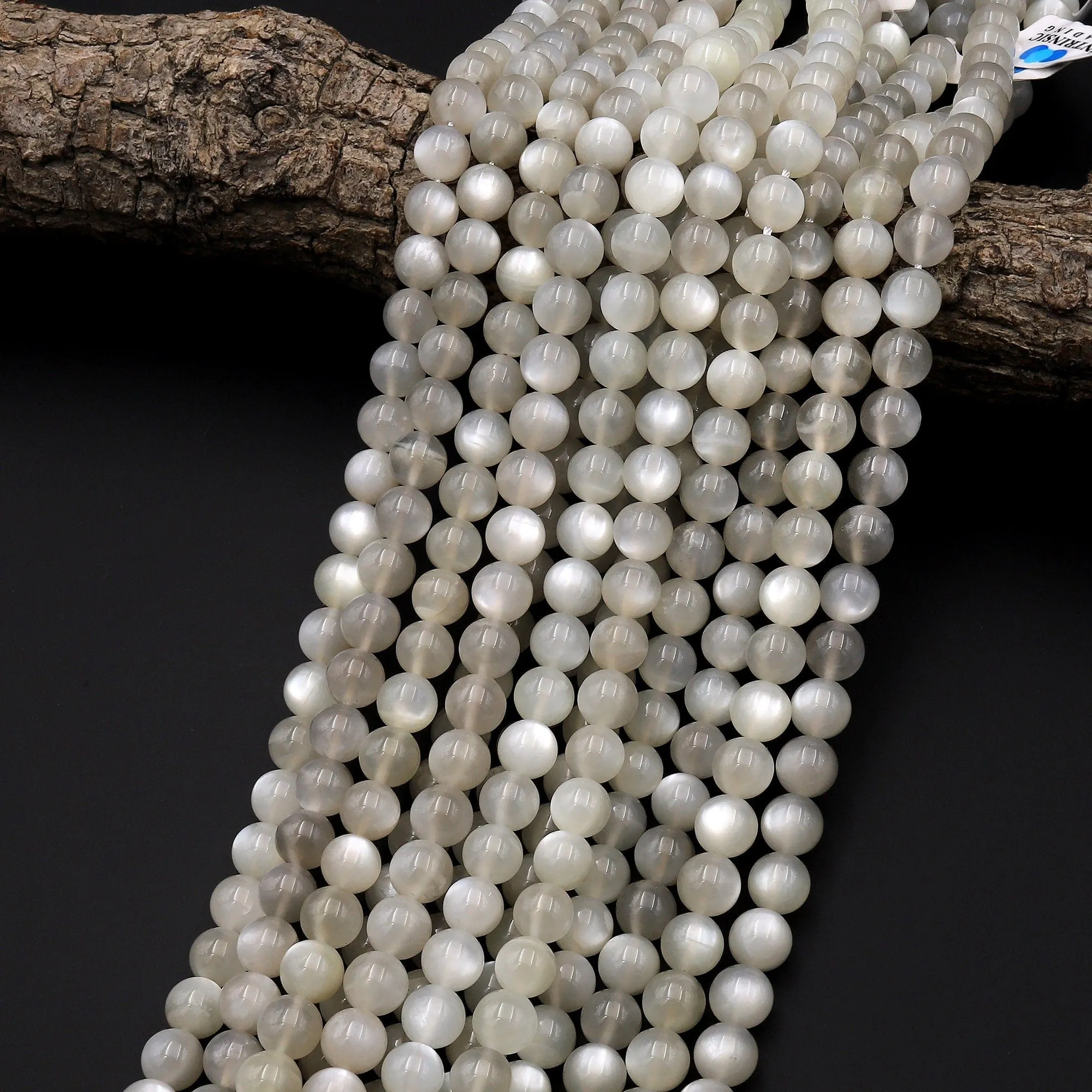 AA Shimmering Natural Smoky Silvery Moonstone 4mm 6mm 8mm 10mm 12mm Round Beads 15.5" Strand