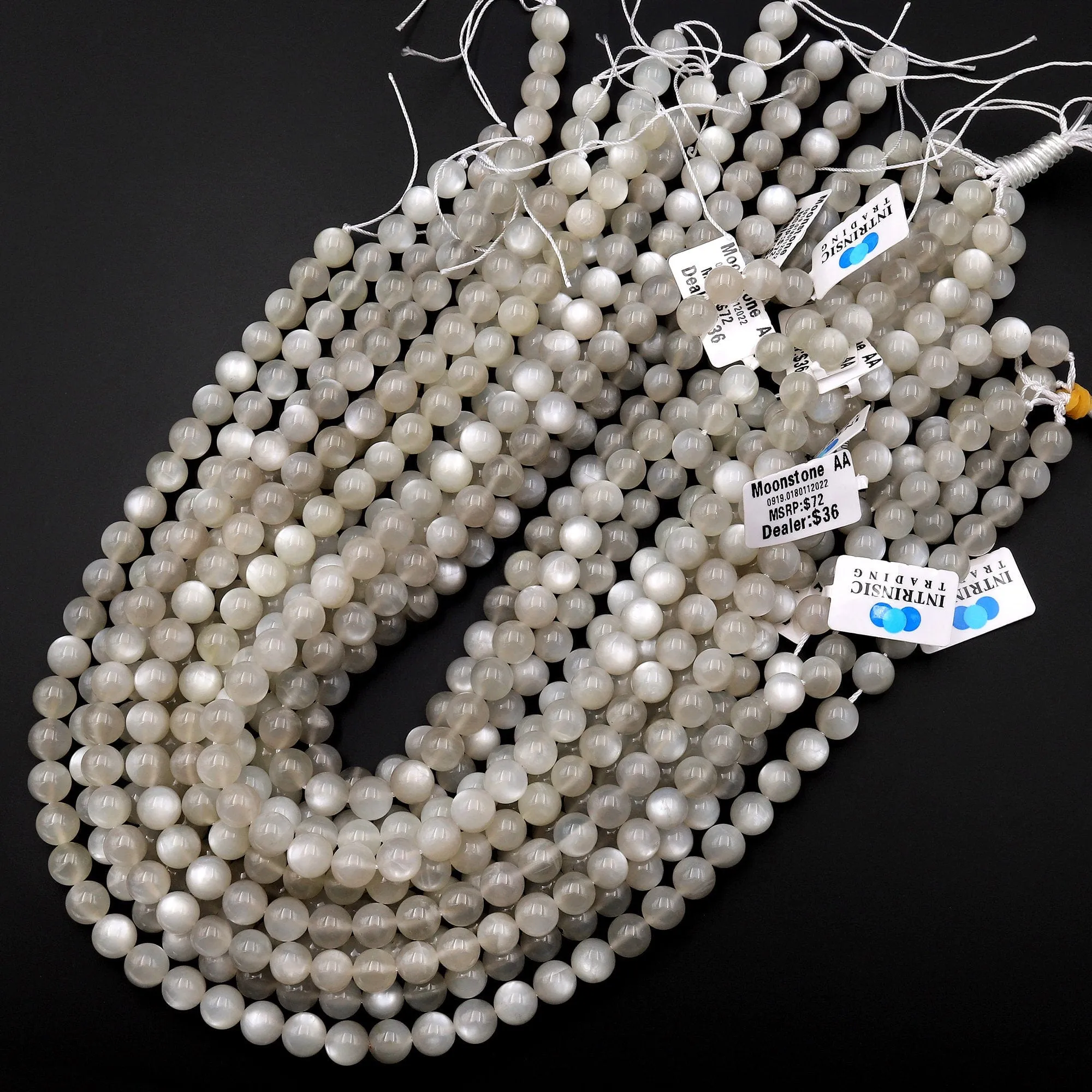 AA Shimmering Natural Smoky Silvery Moonstone 4mm 6mm 8mm 10mm 12mm Round Beads 15.5" Strand