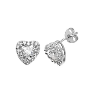 Acotis Silver Stud Earrings Heart Zirconia G51033