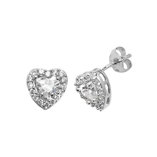 Acotis Silver Stud Earrings Heart Zirconia G51033