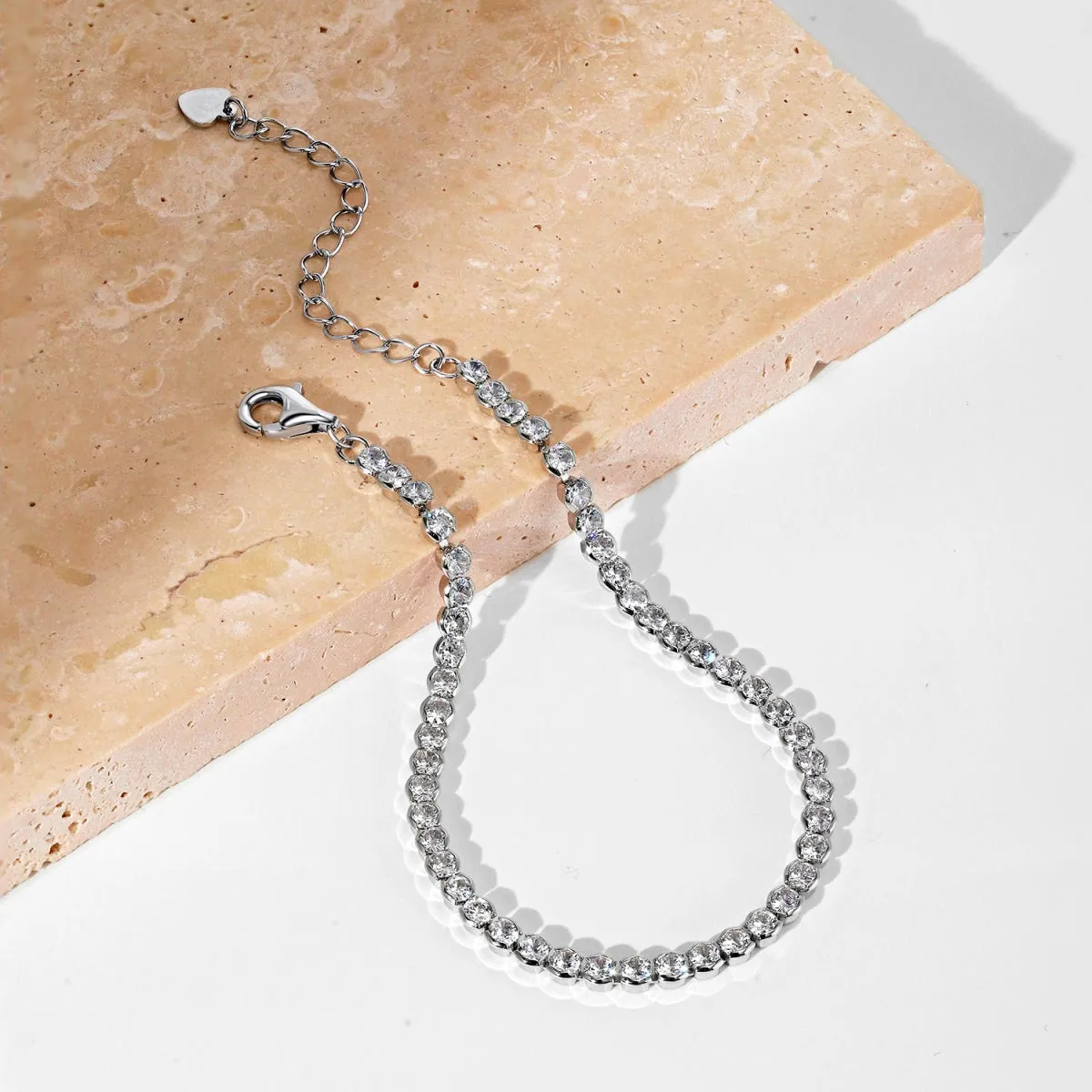 Adjustable 16cm-21cm Bezel Set Tennis Bracelet