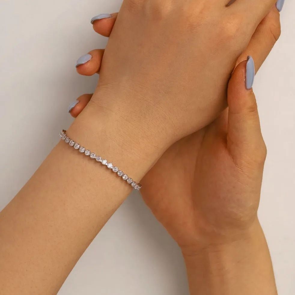 Adjustable 16cm-21cm Bezel Set Tennis Bracelet
