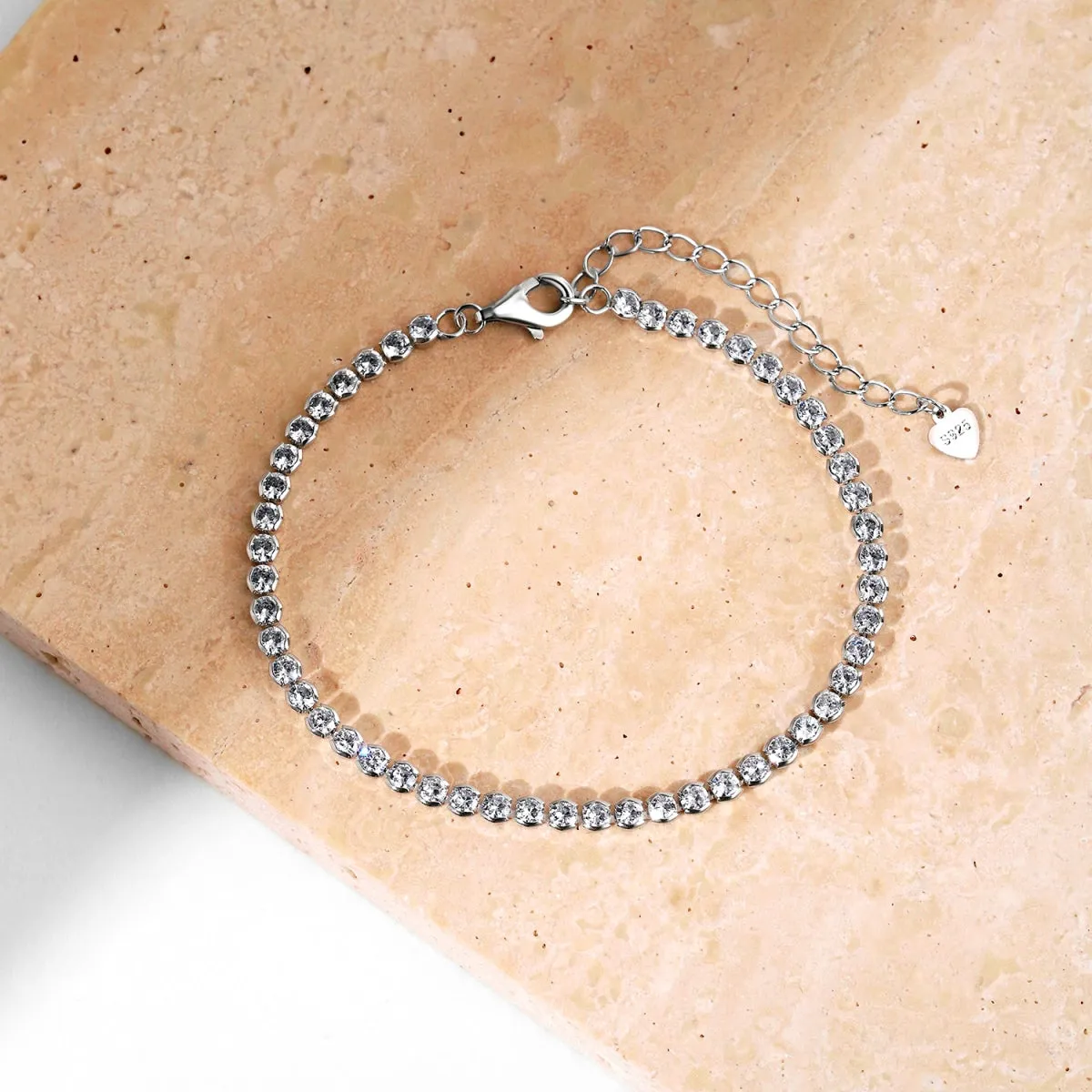 Adjustable 16cm-21cm Bezel Set Tennis Bracelet