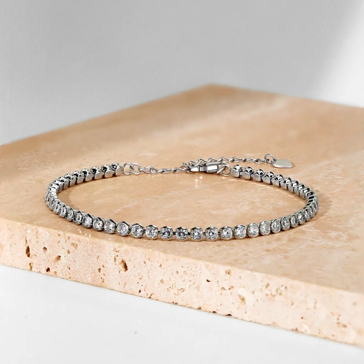Adjustable 16cm-21cm Bezel Set Tennis Bracelet
