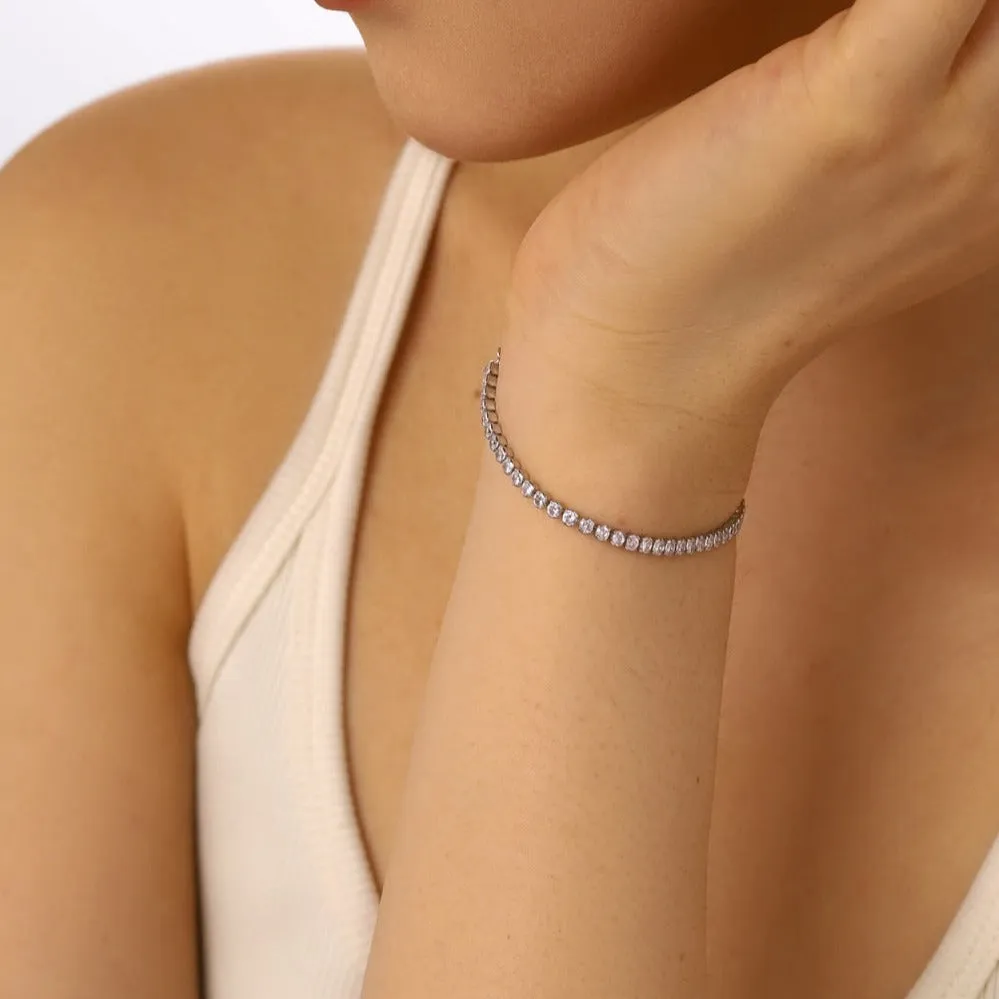 Adjustable 16cm-21cm Bezel Set Tennis Bracelet