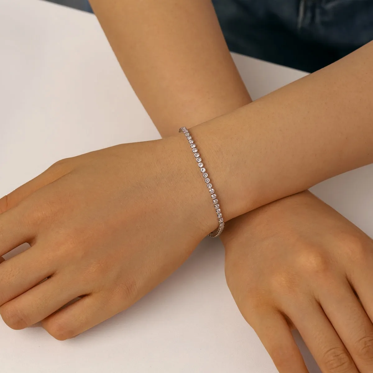 Adjustable 16cm-21cm Bezel Set Tennis Bracelet