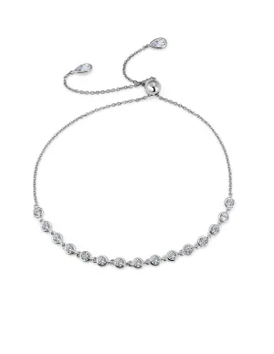 Adjustable Bezel Bracelet Finished in Pure Platinum
