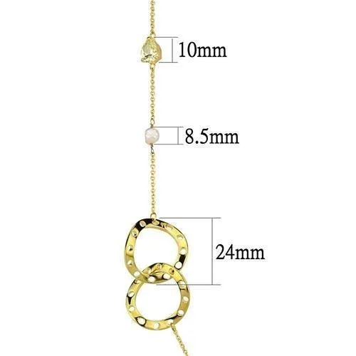 Alamode Gold Brass Necklace with AAA Grade CZ in Citrine Yellow