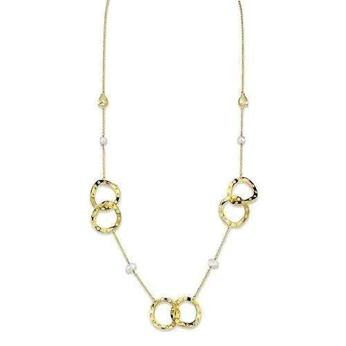 Alamode Gold Brass Necklace with AAA Grade CZ in Citrine Yellow