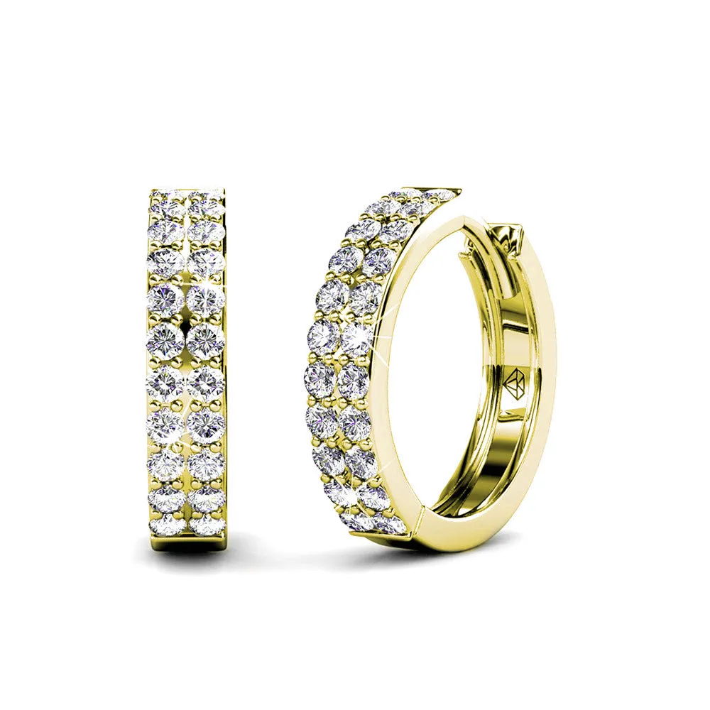 Alice 18k White Gold Plated Hoop Earrings with Simulated Diamond Crystals