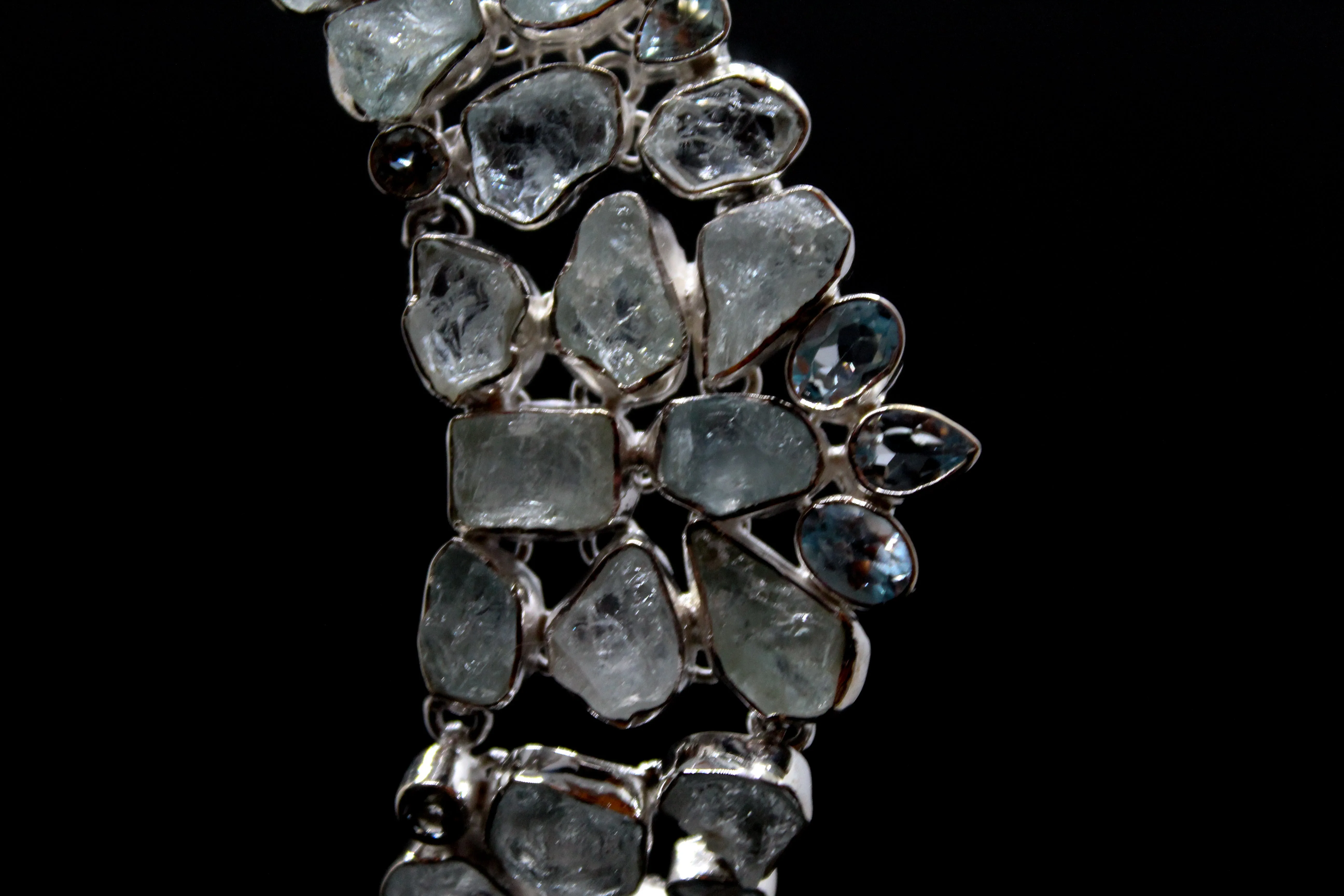 Aquamarine and Blue Topaz  Statement Necklace