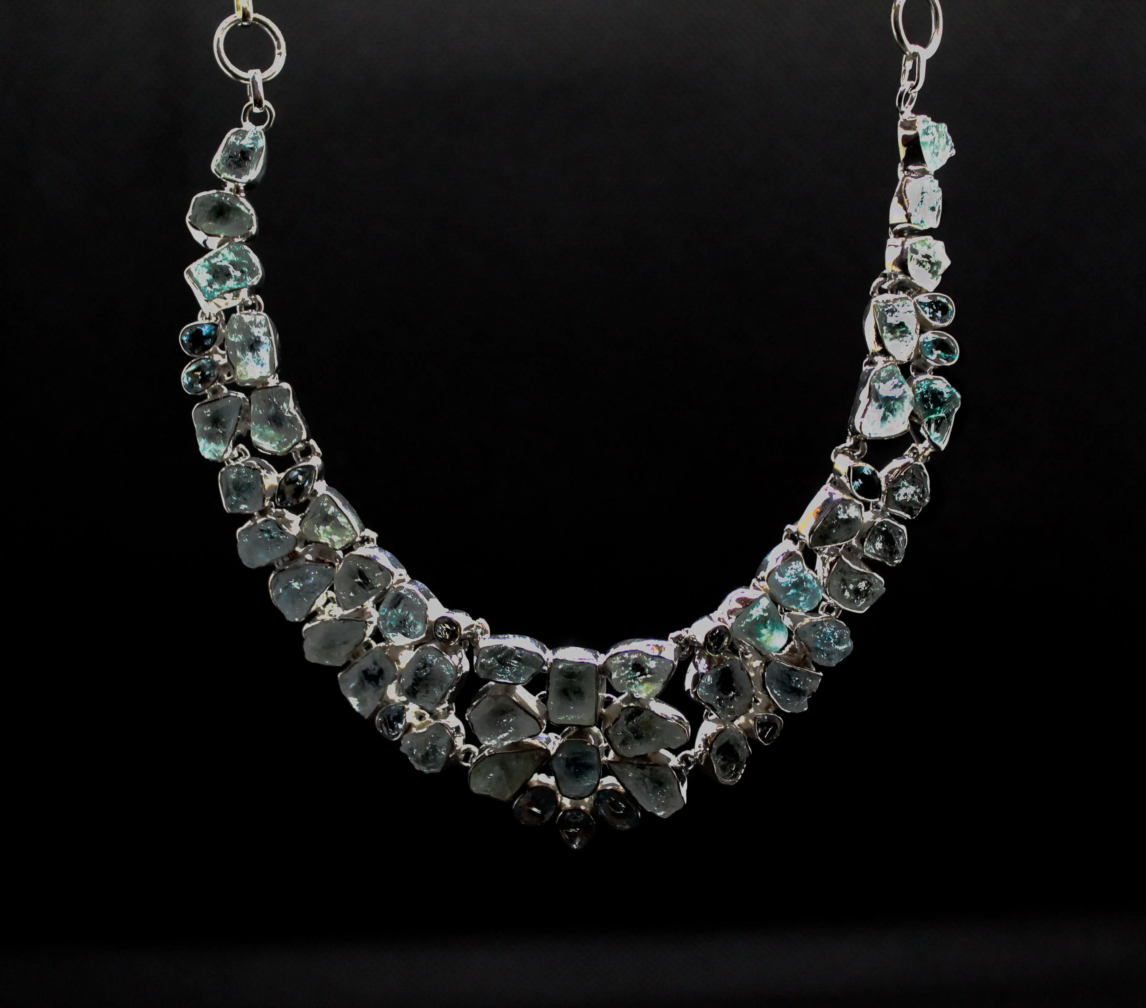 Aquamarine and Blue Topaz  Statement Necklace
